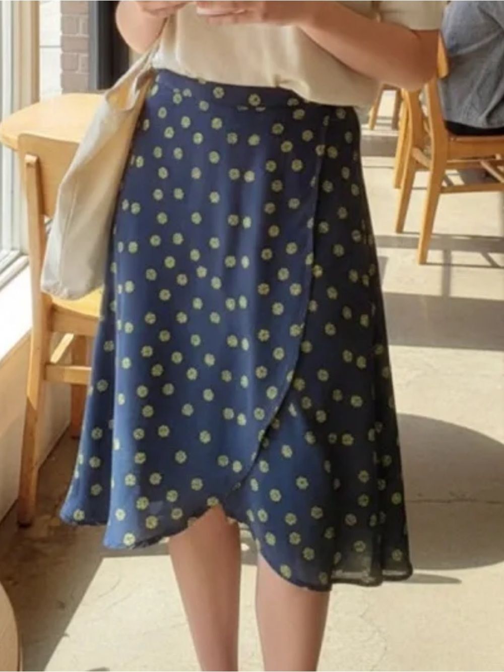 J. Crew Factory NEW Daisy Faux Wrap Pull On Elastic Waist Midi Skirt Size L